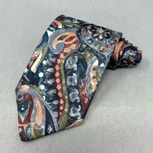 Vintage St Michael From Marks & Spencer Silk Multicolored Floral Patterned Tie